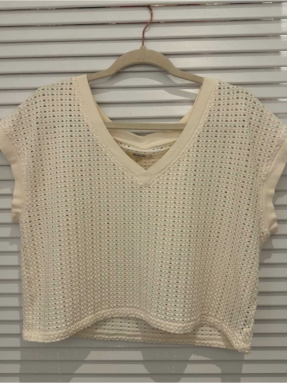 Madewell Knit Mesh V-Neck Crop Tee